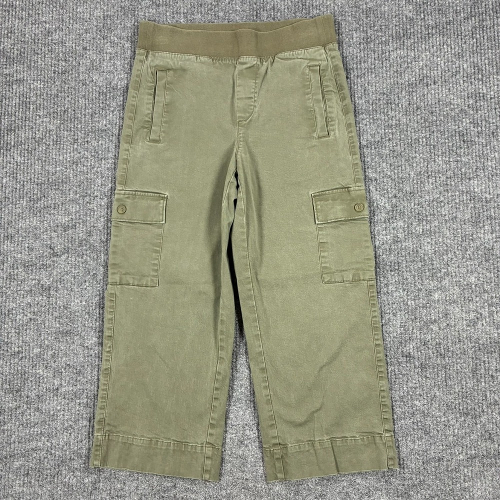 Chico's Womens Cargo Crop Pants Size US 4 Olive Green Utility Stretch Pull On